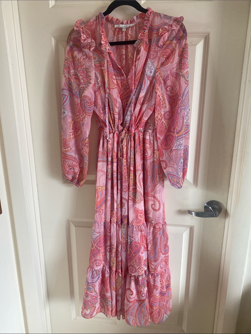 Julia Jordan Peach Pink Tiered Maxi Dress Size 12